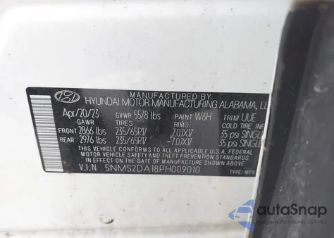 2023 Hyundai Santa Fe Hybrid Blue from USA, damaged, VIN 5NMS2DA18PH009010
